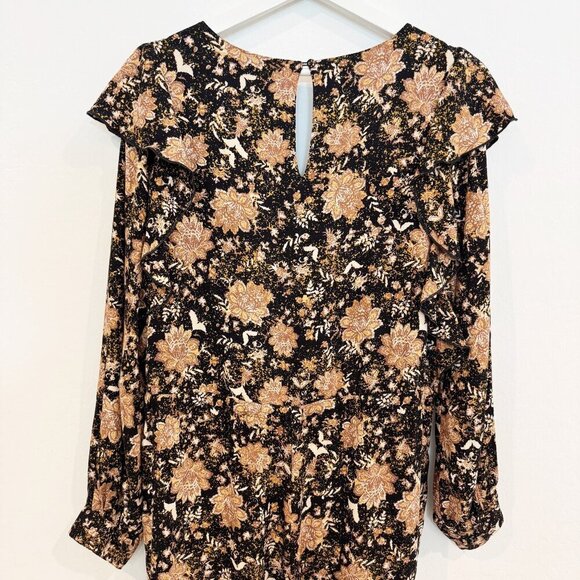 Free People Lux Floral Printed V-Neck Ruffle Crop Jumpsuit Boho Bohemian Small - Picture 9 of 10